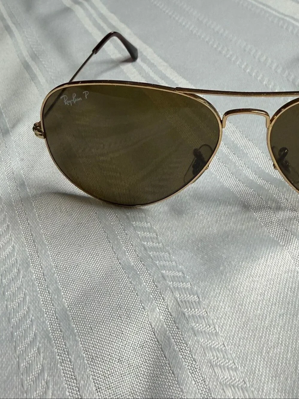 Ray-Ban Aviator Gold Tone Brown Lens Polarized Sunglasses